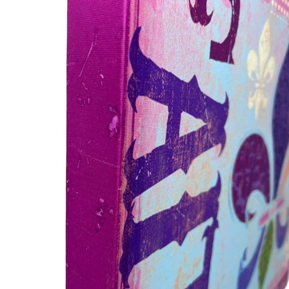 Fleur de Lis Faith Believe Stretched Canvas Girls Room Decor Pink Purple 16 in - Picture 2 of 8